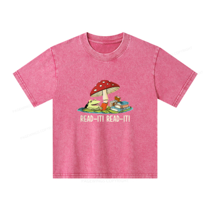 Pagewings Mushroom Read it Book Unisex Kids Washed T-shirt