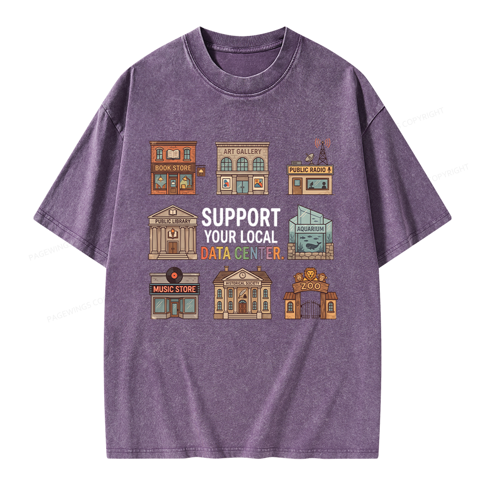 Pagewings Support Your Local Data Center Unisex Washed T-shirt