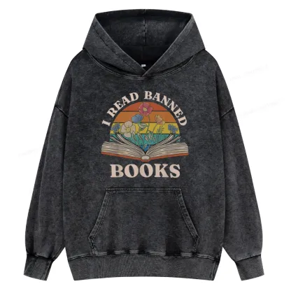 Pagewings I Read Banned Books Unisex Washed Hoodie
