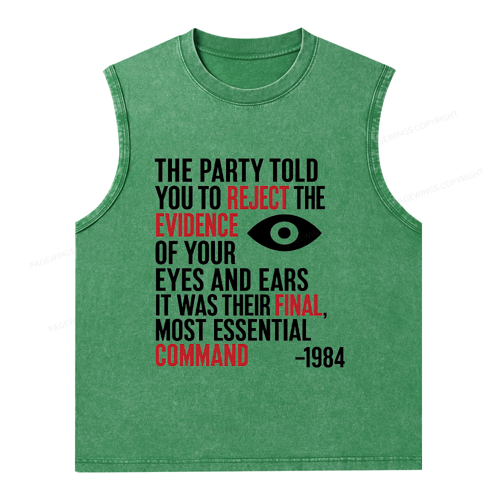 Pagewings Dystopia Quote Unisex Washed Tank Top