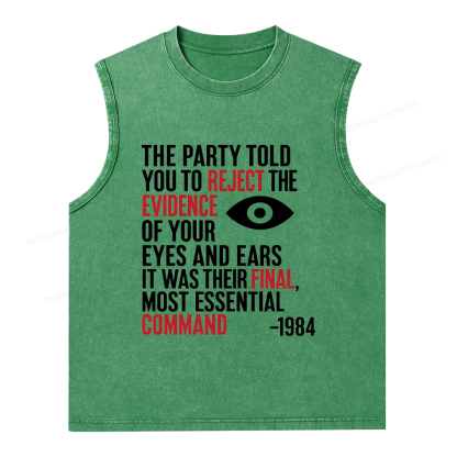 Pagewings Dystopia Quote Unisex Washed Tank Top