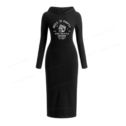 Pagewings Hell Is Empty And All The Devils Are Here Hooded Knit Dress