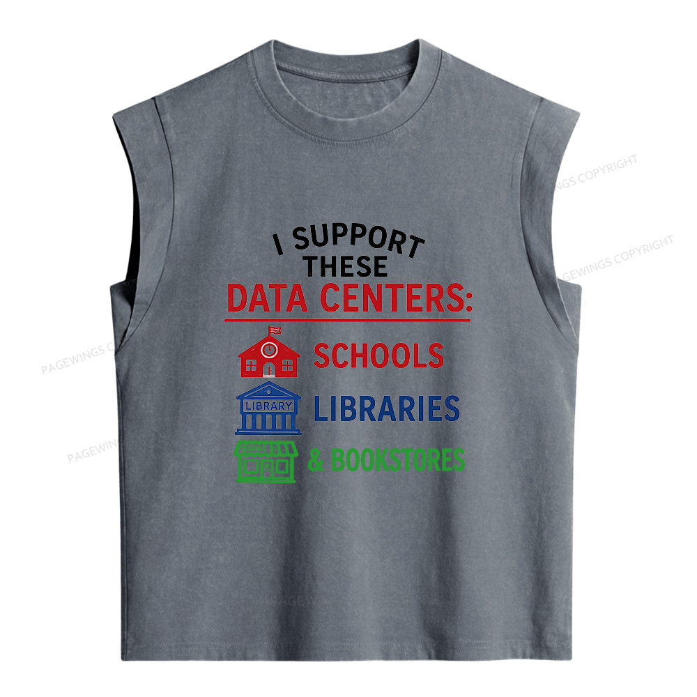 Pagewings I Support These Data Centers Women's Washed Tank Top