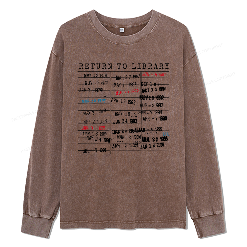 Pagewings Return To Library Unisex Washed Long Sleeve T-shirt