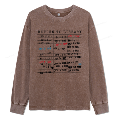 Pagewings Return To Library Unisex Washed Long Sleeve T-shirt