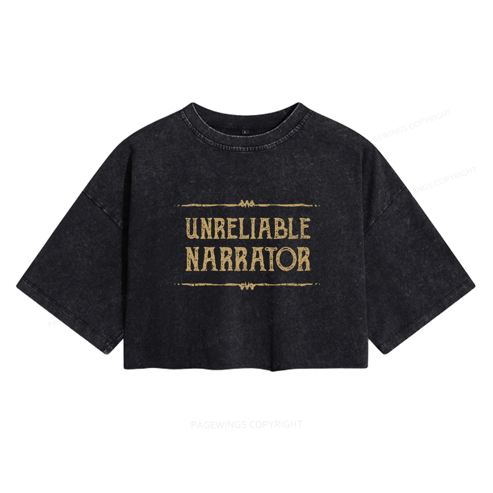 Pagewings Unreliable Narrator Women's Washed Cropped T-shirt
