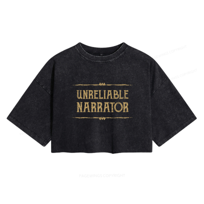 Pagewings Unreliable Narrator Women's Washed Cropped T-shirt