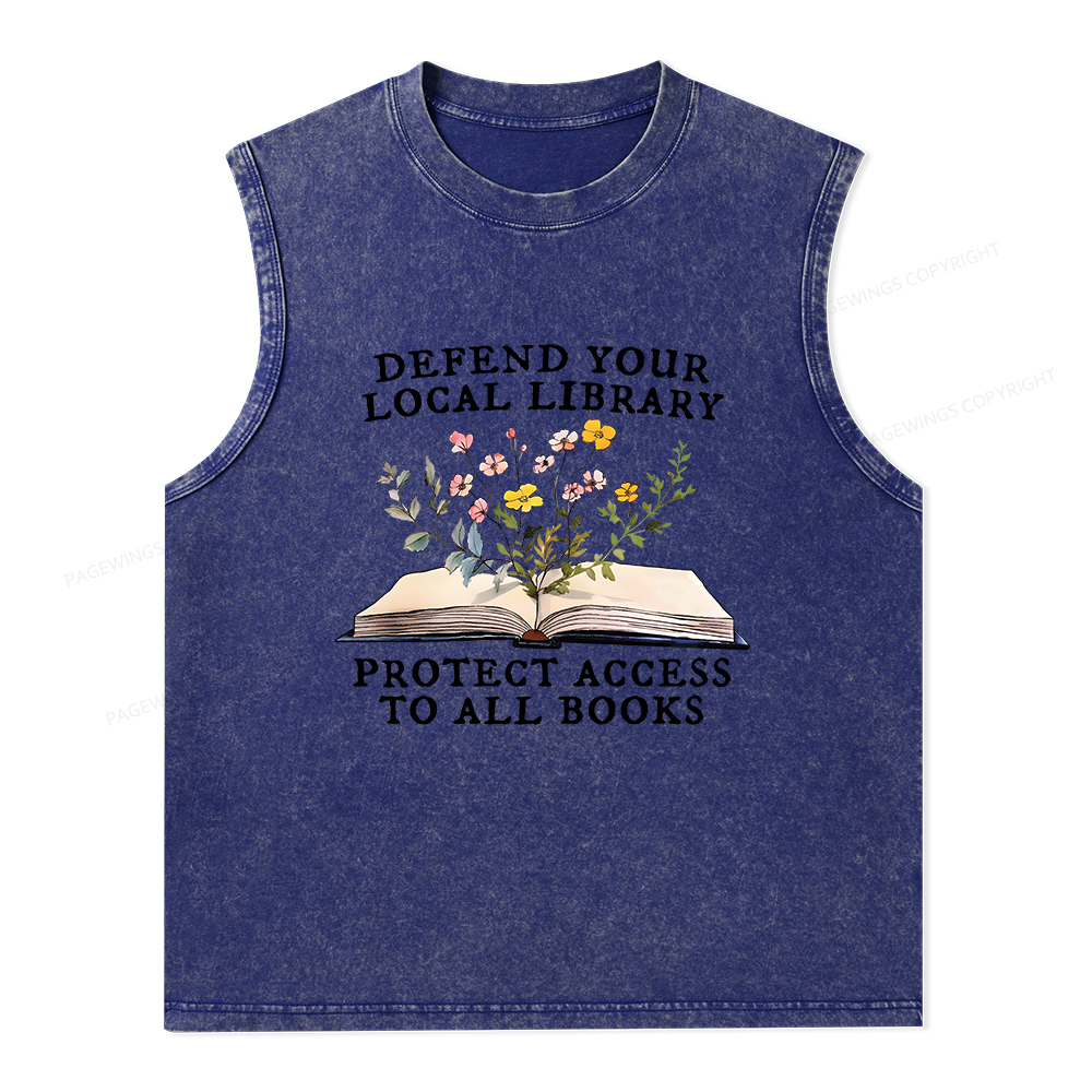 Pagewings Books Save Lives Protect Libraries Unisex Washed Tank Top