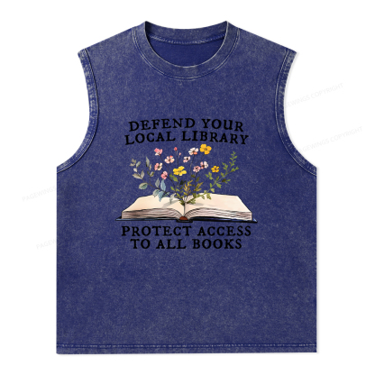 Pagewings Books Save Lives Protect Libraries Unisex Washed Tank Top