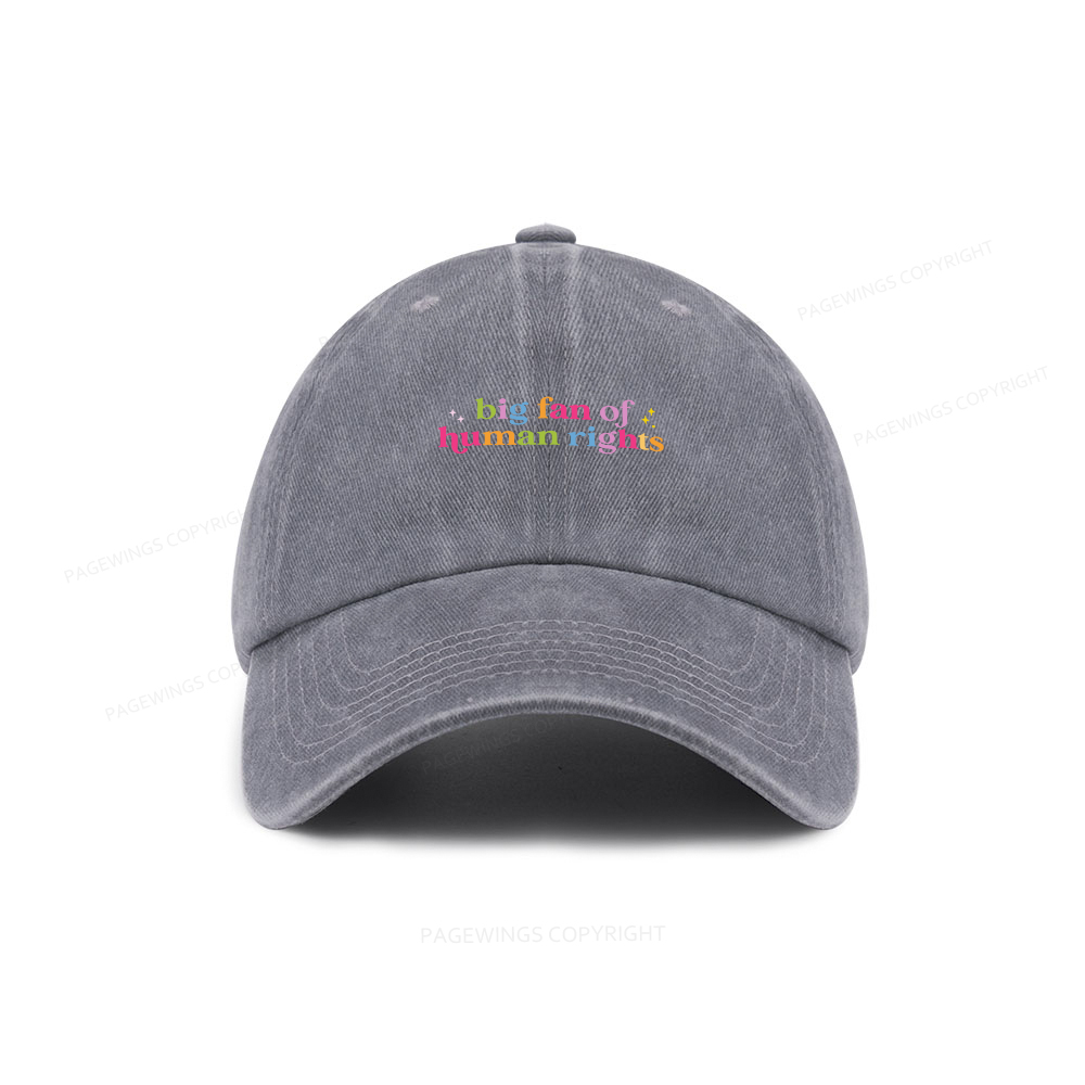 Pagewings Big Fan Of Human Rights Washed Cap