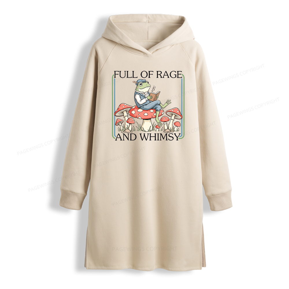 Pagewings Full Of Rage and Whimsy Side-Slit Fleece Hoodie Dress