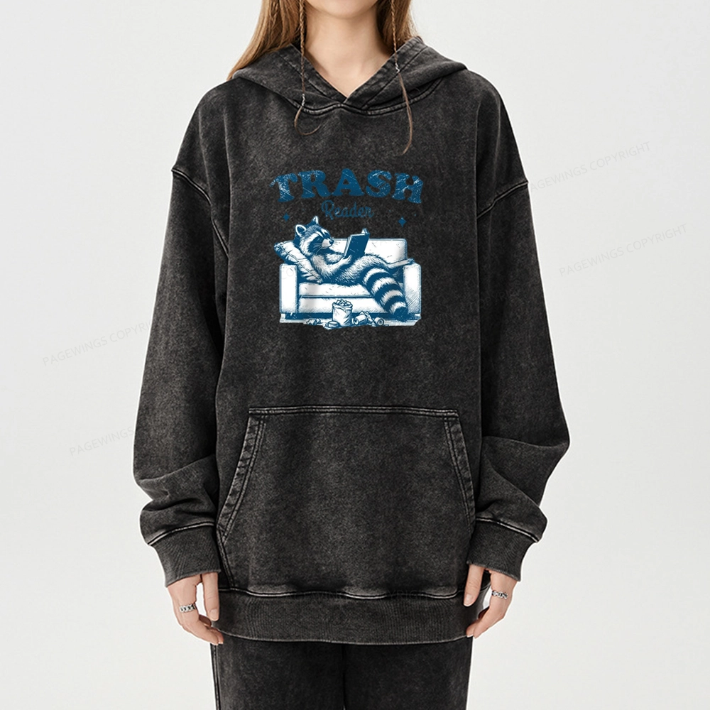 Pagewings Trash Reader Unisex Washed Hoodie