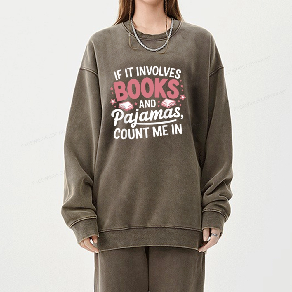 Pagewing Lover Funny Book Reading Unisex Washed Sweatshirt
