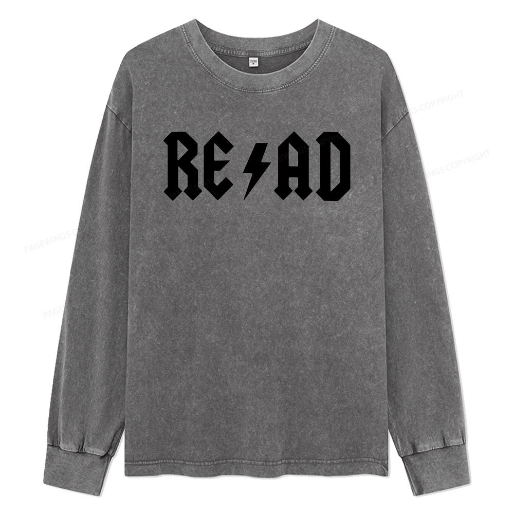 Pagewings Read Back In The Library "rock And Roll Unisex Washed Long Sleeve T-shirt