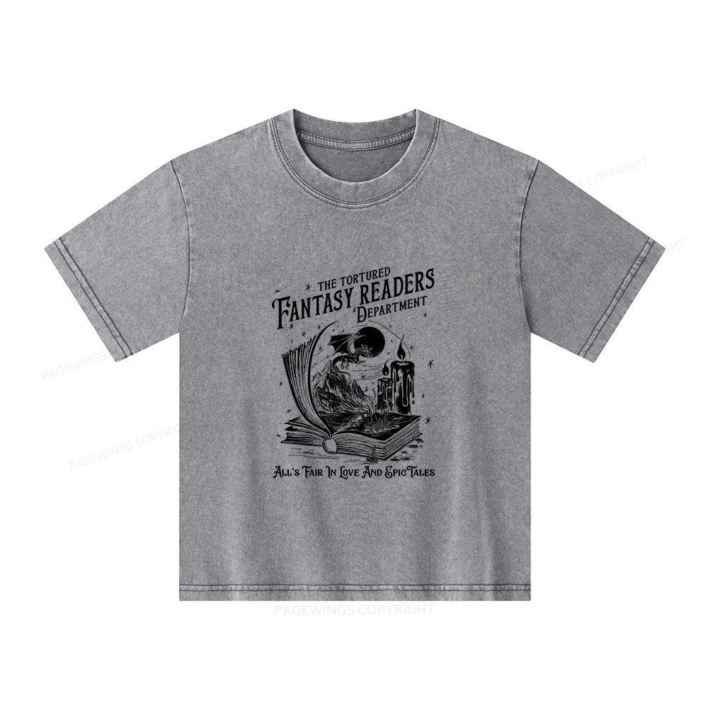 Pagewings The Tortured Fantasy Readers Department Unisex Kids Washed T-shirt
