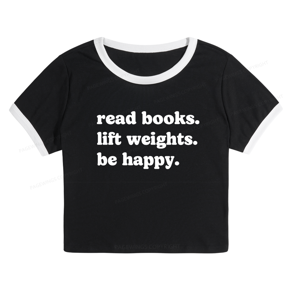 Pagewings Book Lover Gym Baby Tee Cropped Ringer T-Shirt