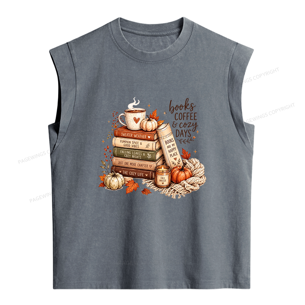 Pagewings Fall Bookish Women's Washed Tank Top