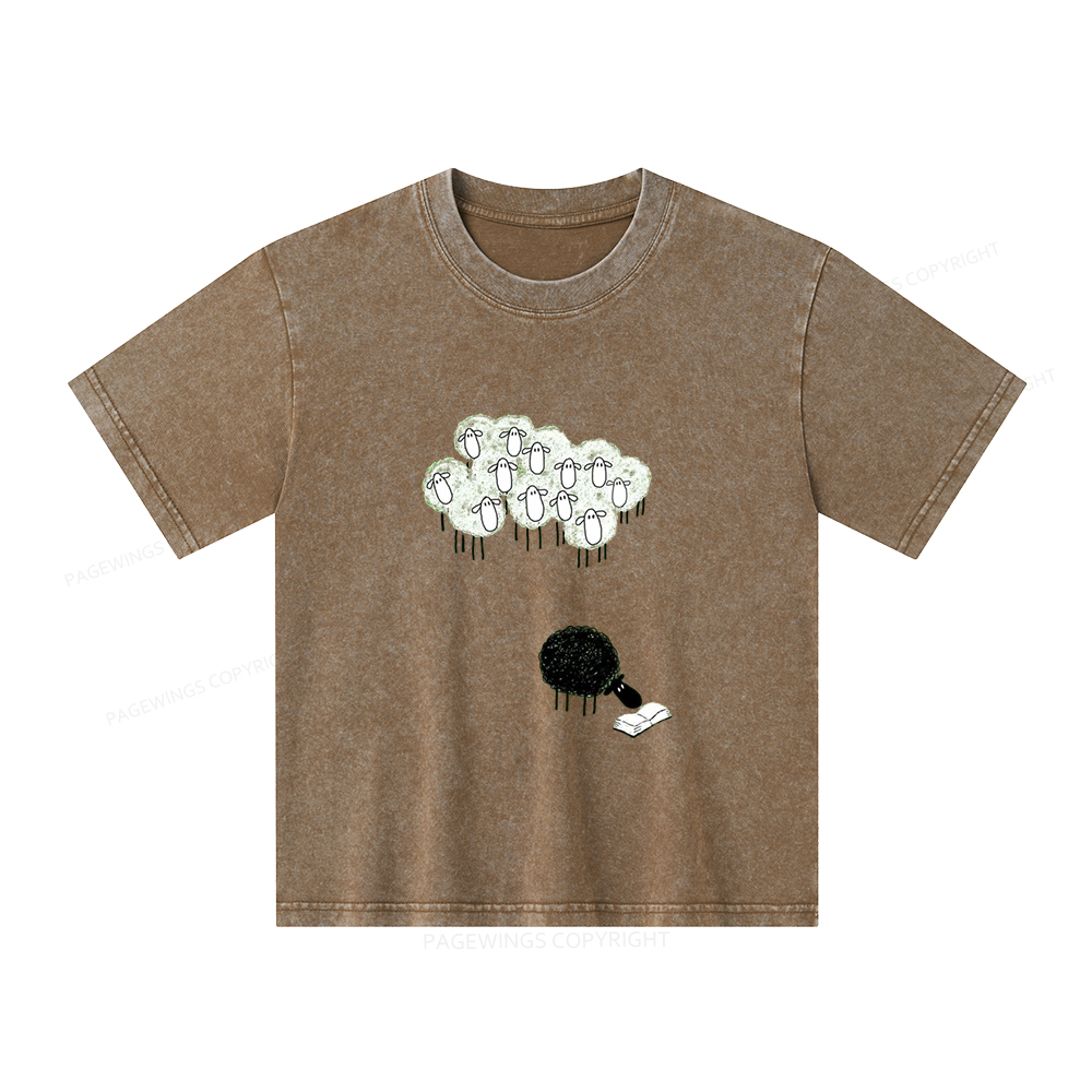 Pagewings Reading Fluffy Flock Unisex Kids Washed T-shirt