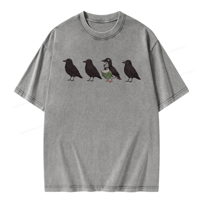 Pagewings Funny Crow Pigeon Unisex Washed T-shirt
