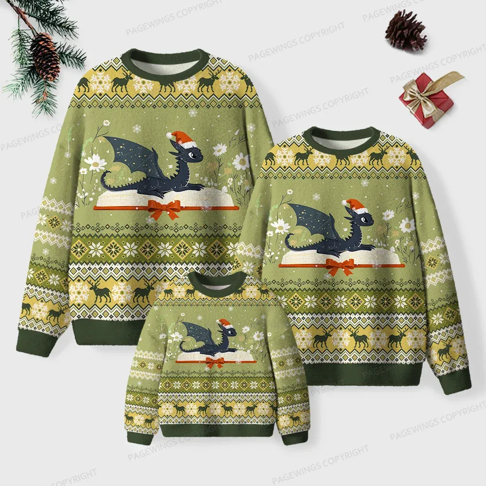 Pagewings Read Books Be Kind Stay Weird Unisex Ugly Knit Sweatshirt