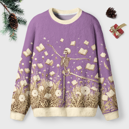 Pagewings Dandelion Skull Unisex Ugly Light Knit Sweatshirt