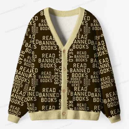 Pagewings Read Banned Books Unisex Ugly Cardigan Sweaters