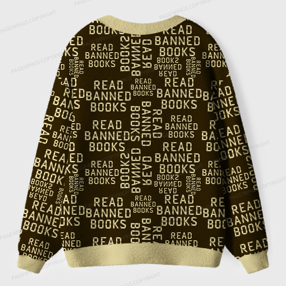 Pagewings Read Banned Books Unisex Ugly Cardigan Sweaters