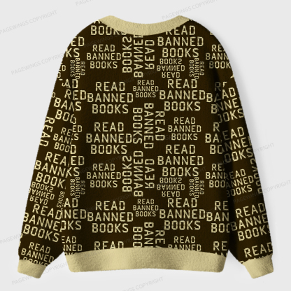 Pagewings Read Banned Books Unisex Ugly Cardigan Sweaters