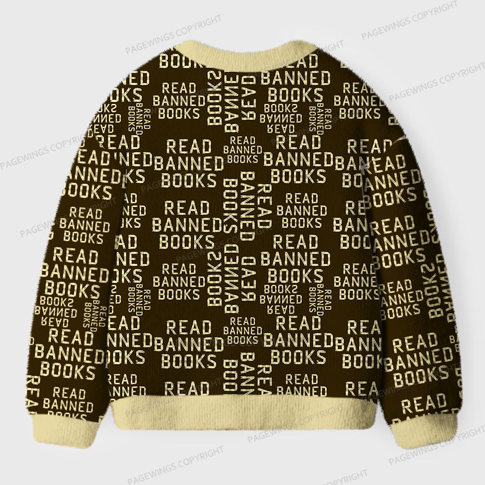 Pagewings Read Banned Books Unisex Ugly Cardigan Sweaters