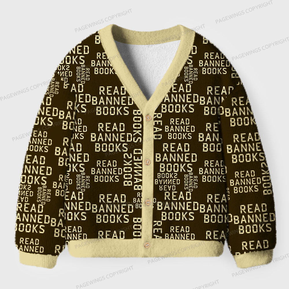 Pagewings Read Banned Books Unisex Ugly Cardigan Sweaters