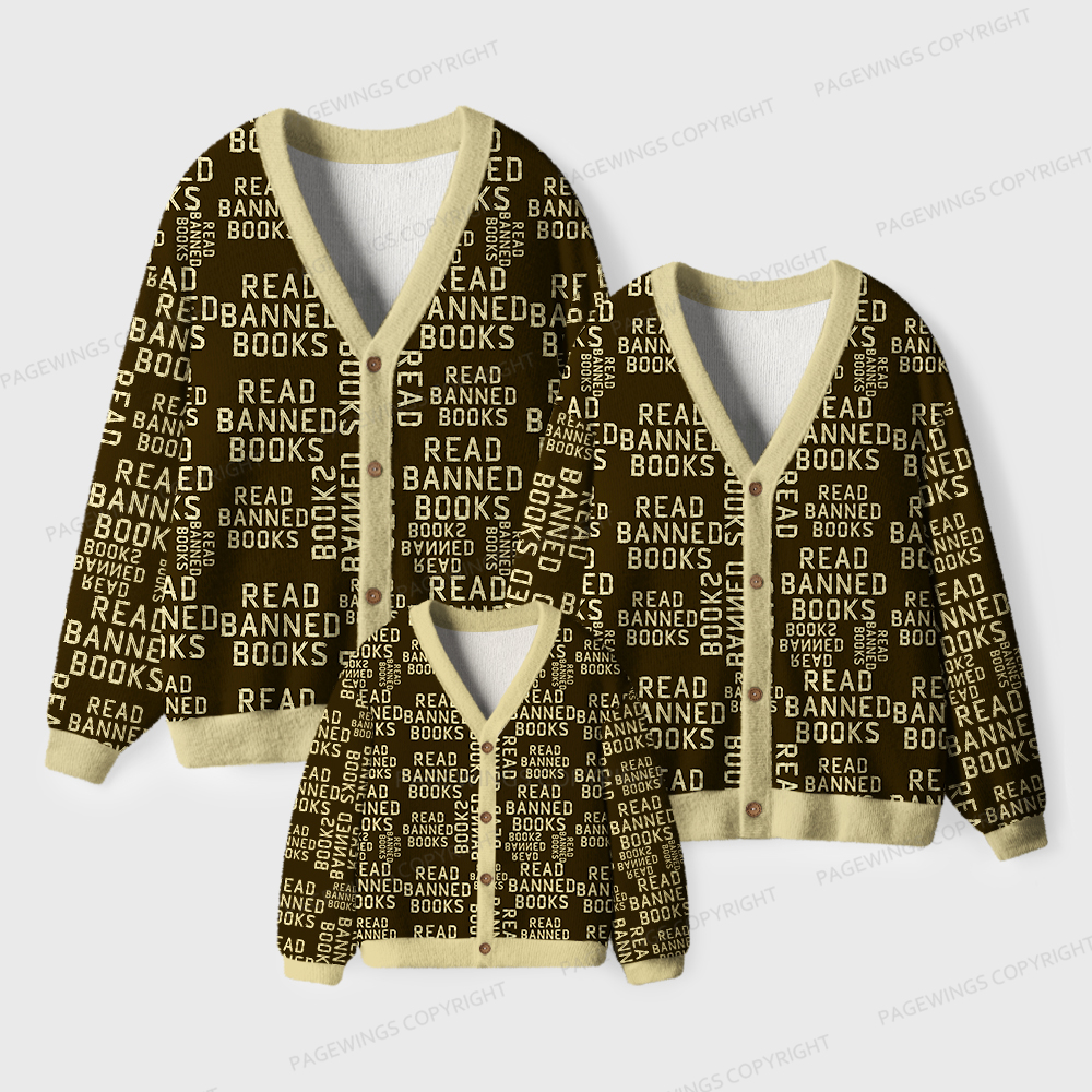 Pagewings Read Banned Books Unisex Ugly Cardigan Sweaters