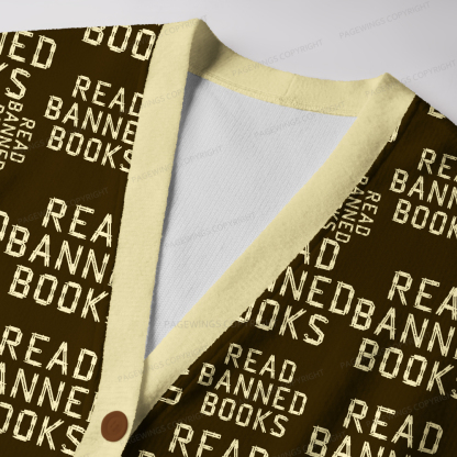 Pagewings Read Banned Books Unisex Ugly Cardigan Sweaters