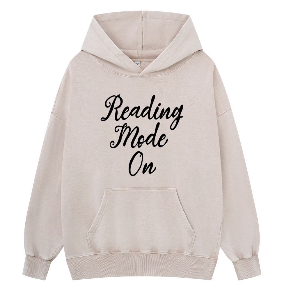 Pagewings Book Reading Mode On Unisex Washed Hoodie