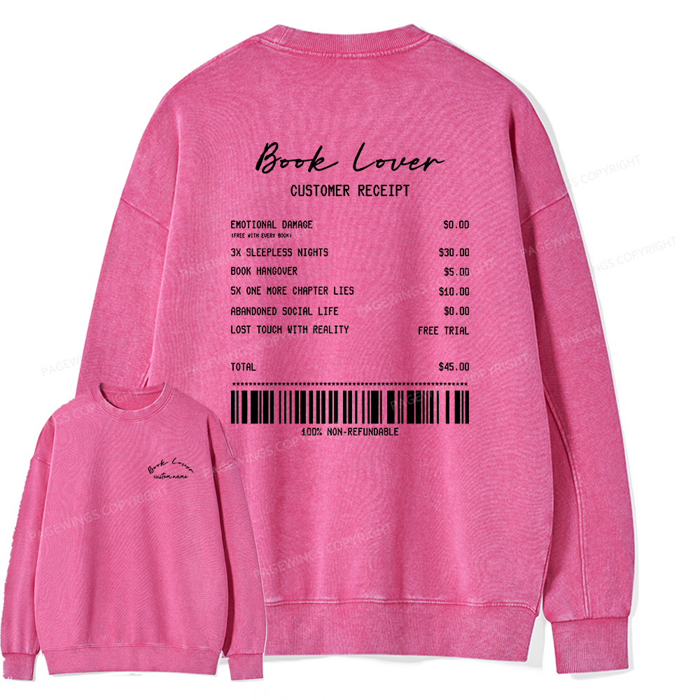 Pagewings Personalized Name Book Lover Unisex Washed Sweatshirt