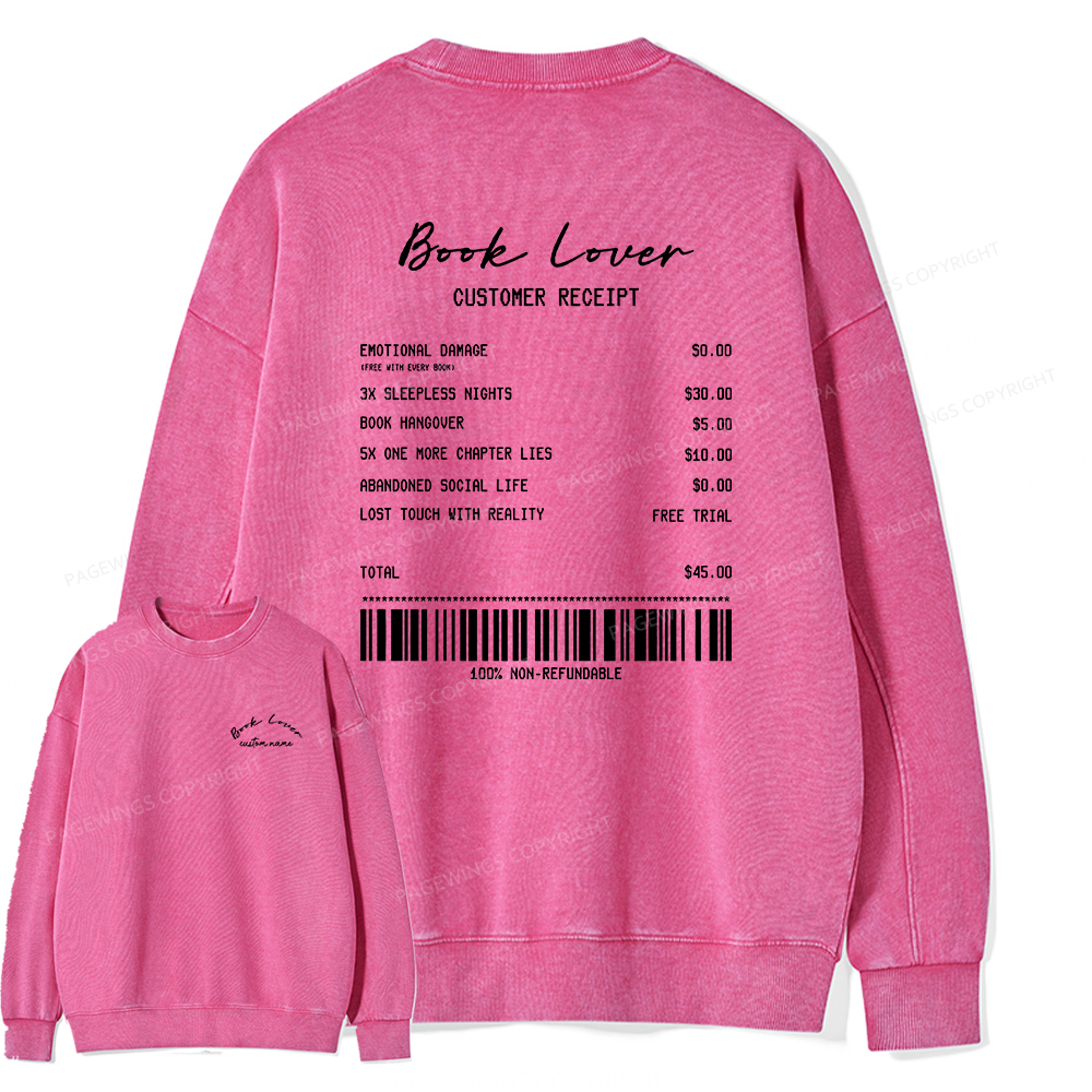 Pagewings Personalized Name Book Lover Unisex Washed Sweatshirt