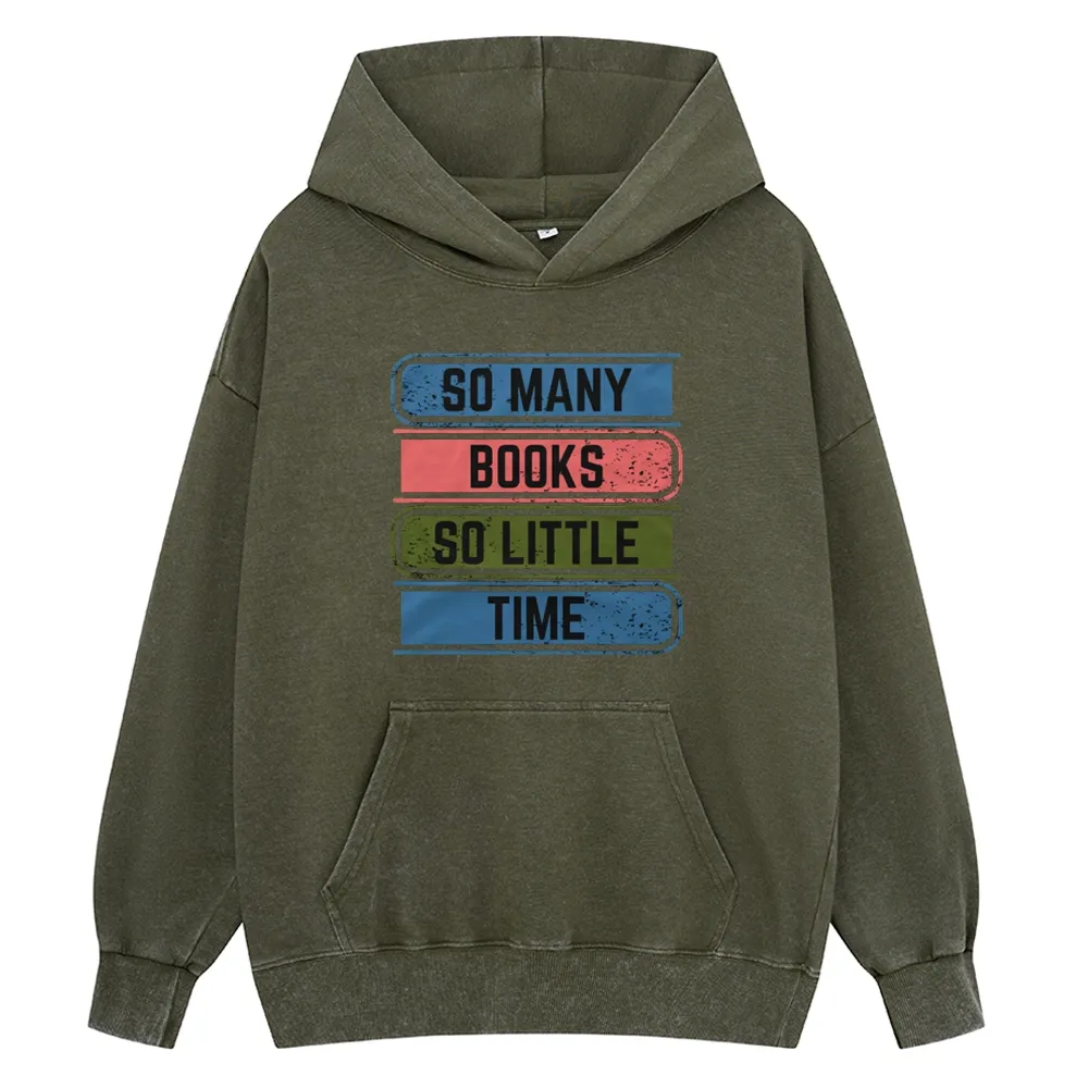 Pagewings So Many Books So Little Time Unisex Washed Hoodie