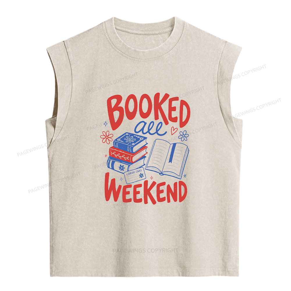 Pagewings Booked All Weekend  Women's Washed Tank Top