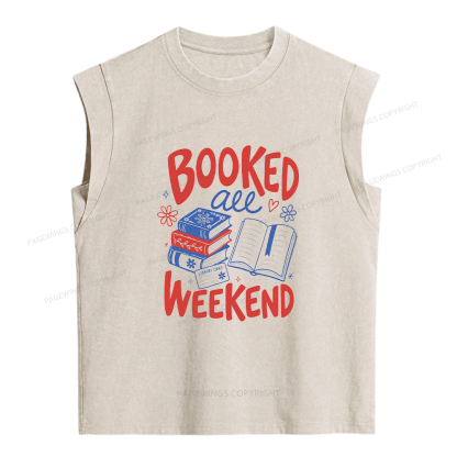Pagewings Booked All Weekend  Women's Washed Tank Top