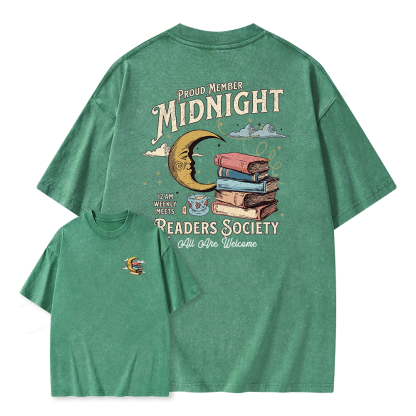 Pagewings Midnight Readers Society Unisex Washed T-shirt