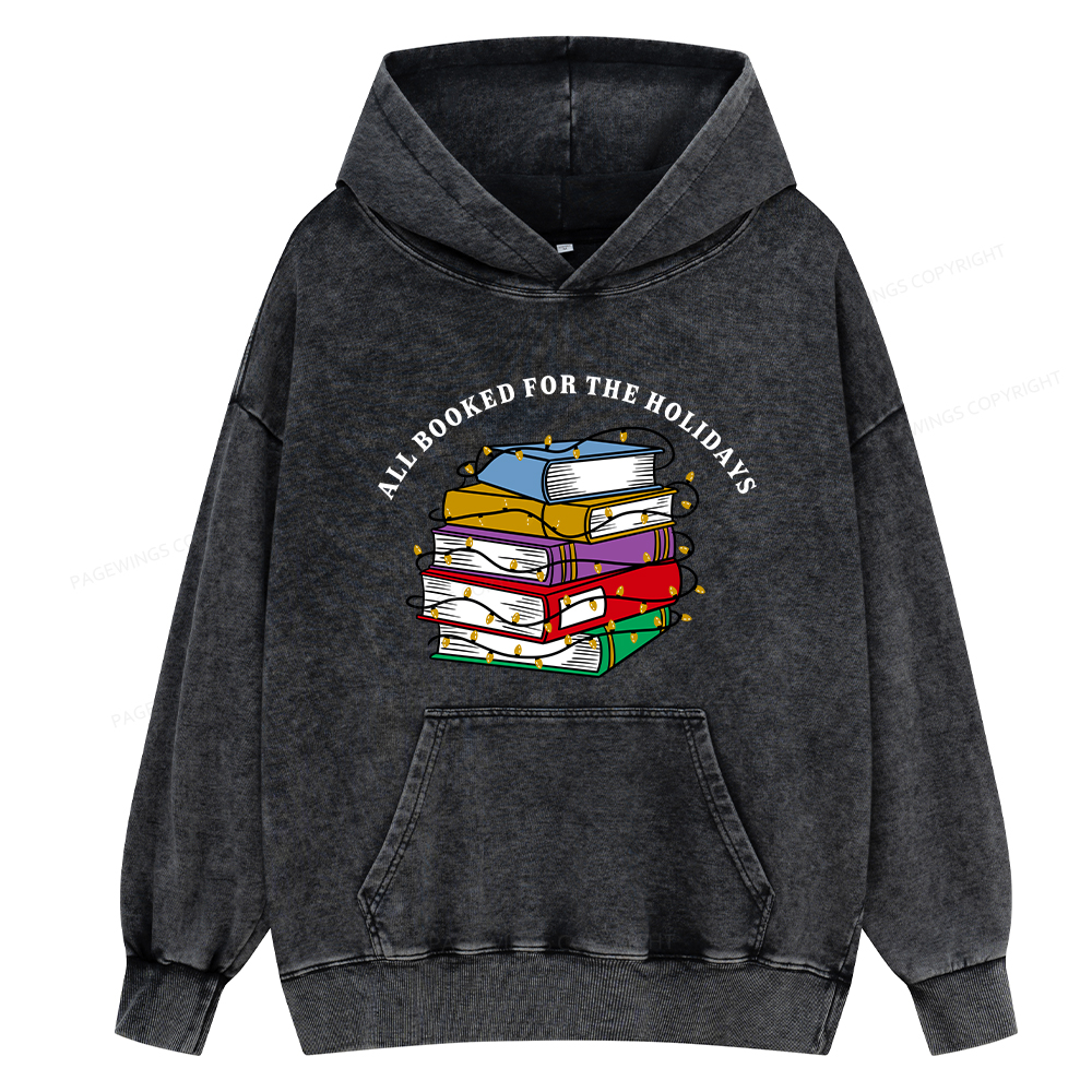 Pagewings Christmas All Booked For the Holidays Unisex Washed Hoodie