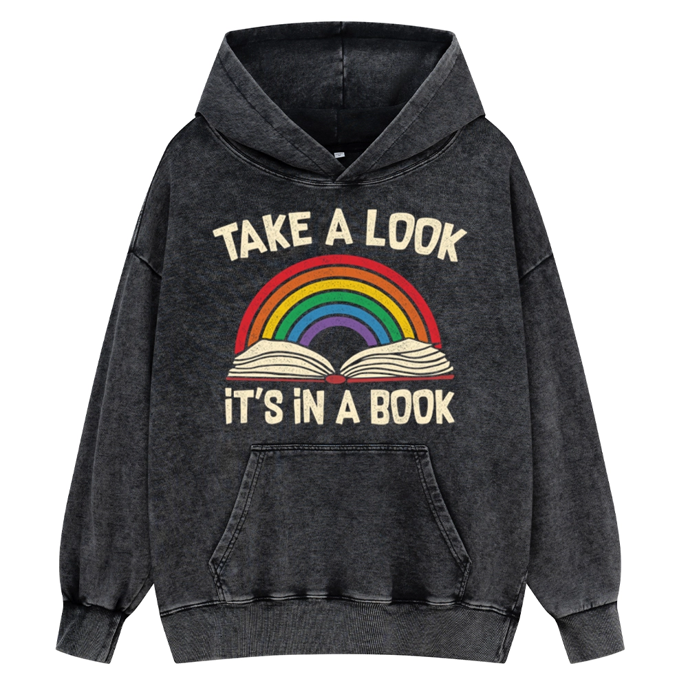 Pagewings Take A Look It's In A Book Unisex Washed Hoodie