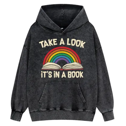 Pagewings Take A Look It's In A Book Unisex Washed Hoodie