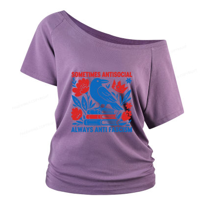 Pagewings Anti Fascism Women Off Shoulder T-shirts