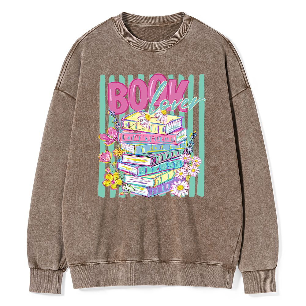 Pagewings Floral Bookish Unisex Washed Sweatshirt