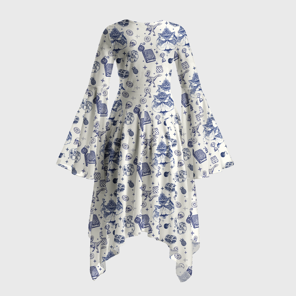 Pagewings Sci-Fi Book Lover Bell Sleeve Dress