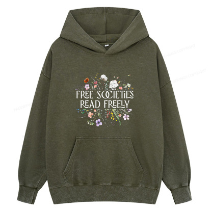 Pagewing Free Societies Read Freely Unisex Washed Hoodie