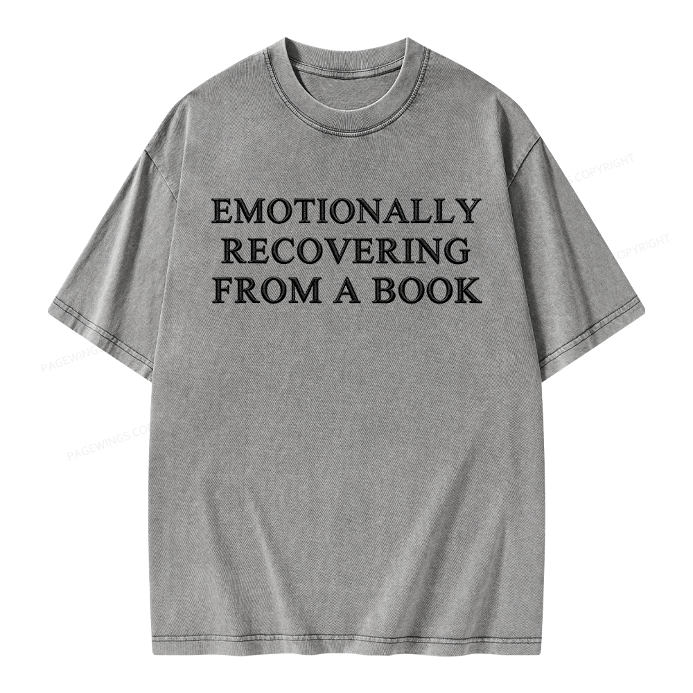 Pagewings Embroidered Emotionally Recovering From a Book Unisex Washed T-shirt