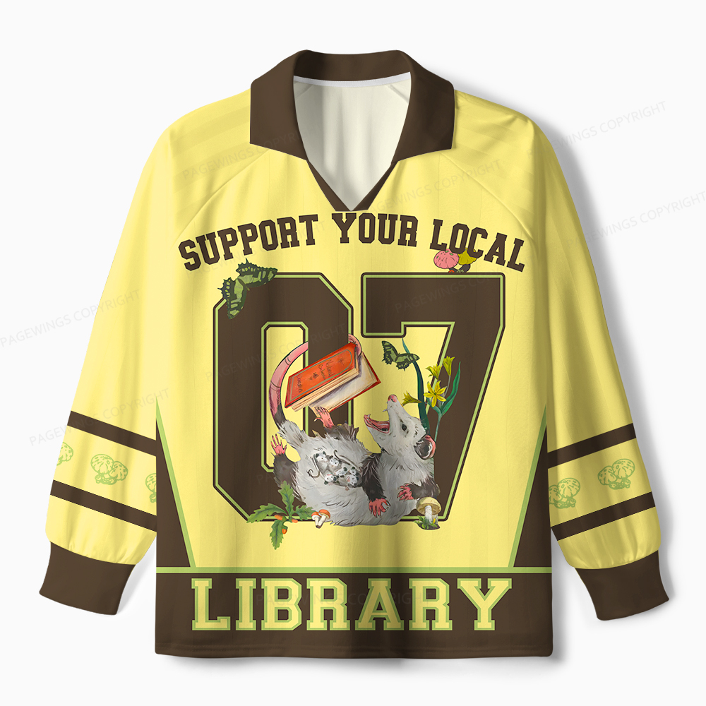 Pagewings Support Your Local Library Unisex Long Sleeve Jersey