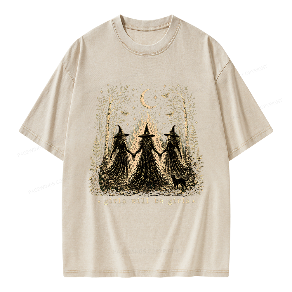 Pagewings Girls Will Be Girls Unisex Washed T-shirt