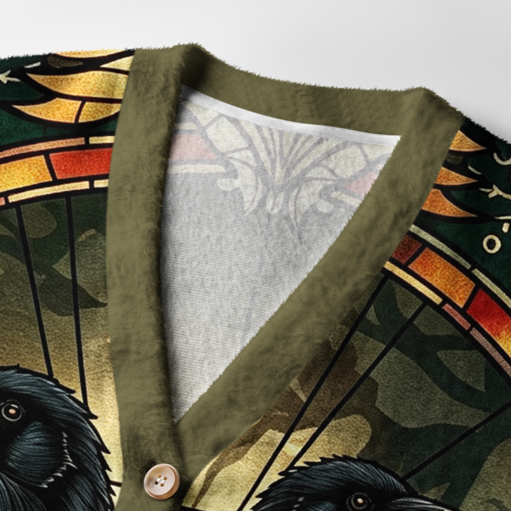 Pagewings Reading Crow Light Knit Unisex Cardigan Sweaters